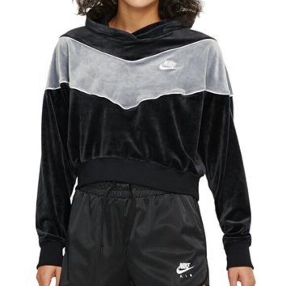 Nike Velour Cropped Hoodie - Picture 1 of 3